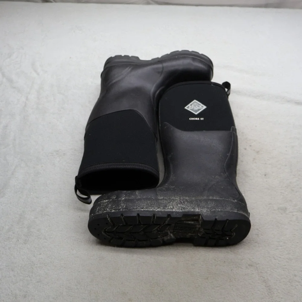 Muck Men 6M Rain Boots Black Rubber Chore Tall Steel Toe  display picture 3